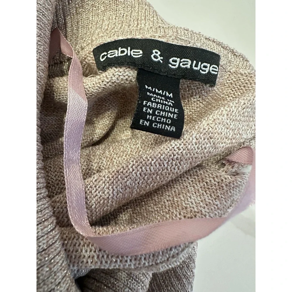 Cable And Gauge‎ Turtleneck Sweater Women Size M Gold Glittery Shimmery Holiday